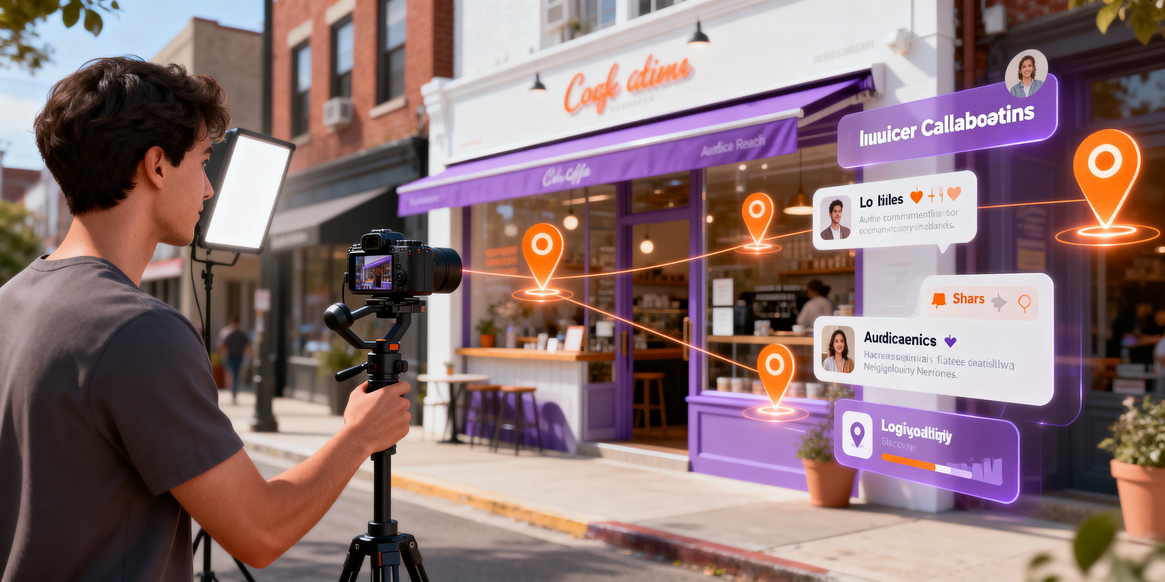 Local creator filming their visit to a café